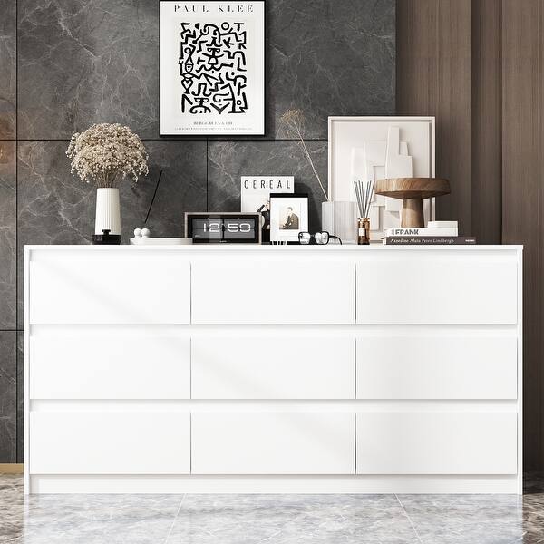 63"W 9 Drawer Dresser Accent Dresser for Living Room Bedroom Chest
