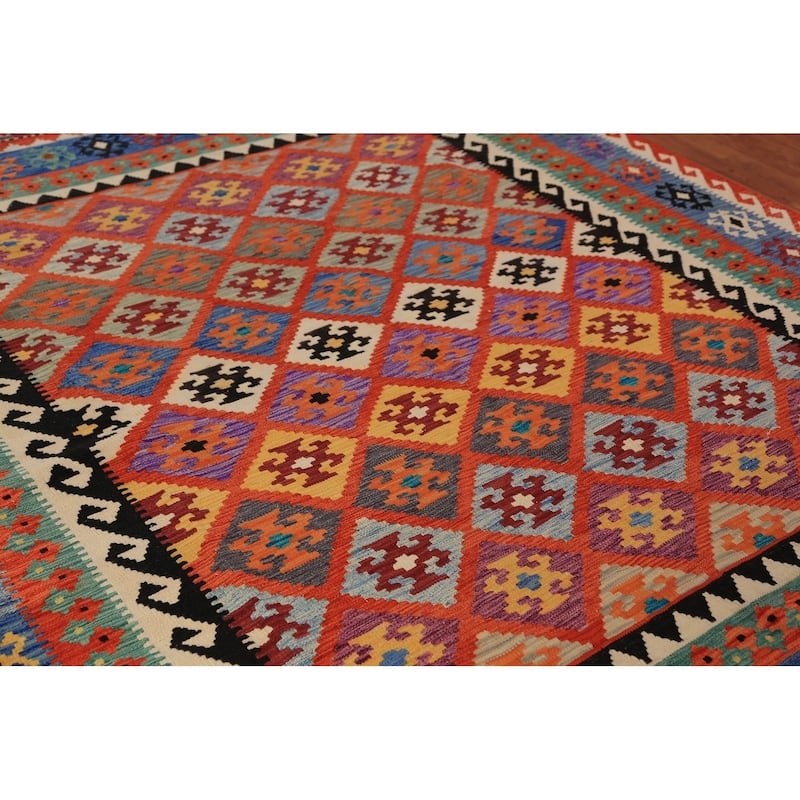 South Western Style Kilim Oriental Rug Flatweave Bedroom Wool Carpet - 8'4"x 9'9"