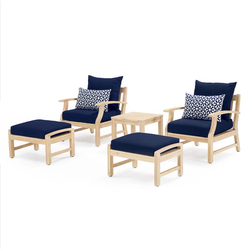 Kooper 5 Piece Sunbrella Outdoor Patio Club Chair And Ottoman Set
