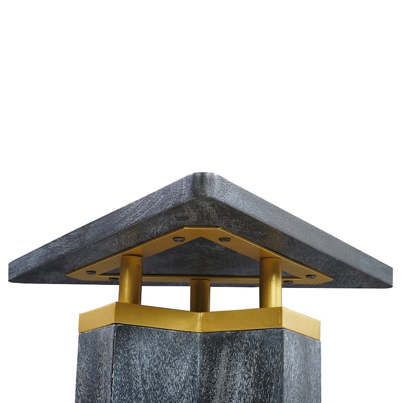 Andes Modern Triangular End Table - Handcrafted with Gold Brass Trim and Sandblasted Black Finish, 20 Inch