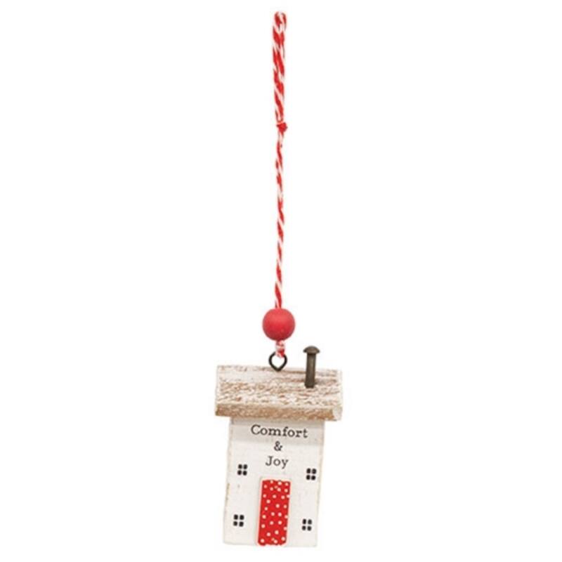 Distressed White Red Wooden House Ornament with Layered Cutout Holiday Decor - 2.50 x 1.50 x 4 in. - White/Red