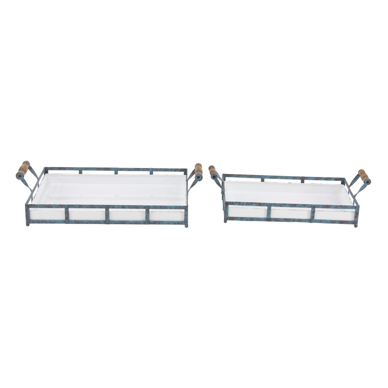Metal Tray - Set of 2 Blue - Roche River Decor