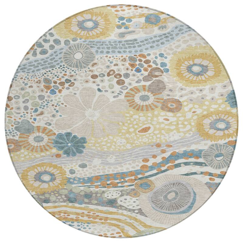 Machine Washable Indoor/ Outdoor Whimsy Floral Chantille Rug