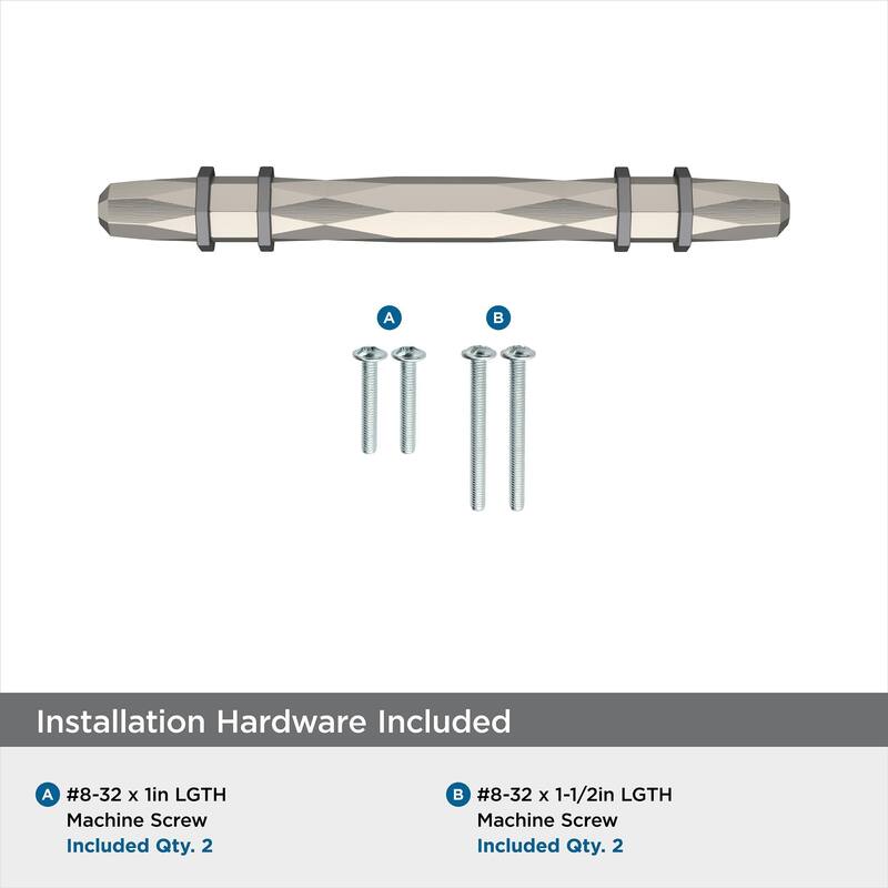 Amerock London 3-3/4 in (96 mm) Center-to-Center Satin Nickel/Black Chrome Cabinet Pull