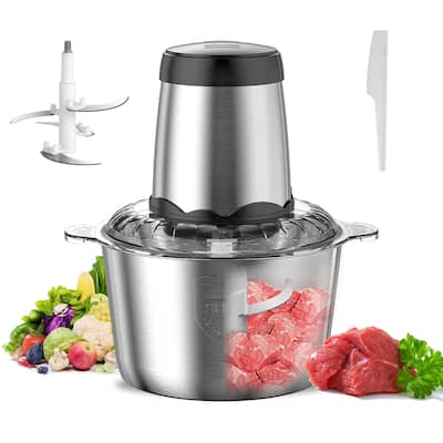 Meat Grinder Food Processor Stainless Steel Meat Blender Food Chopper - 7.4x10.3" Overall