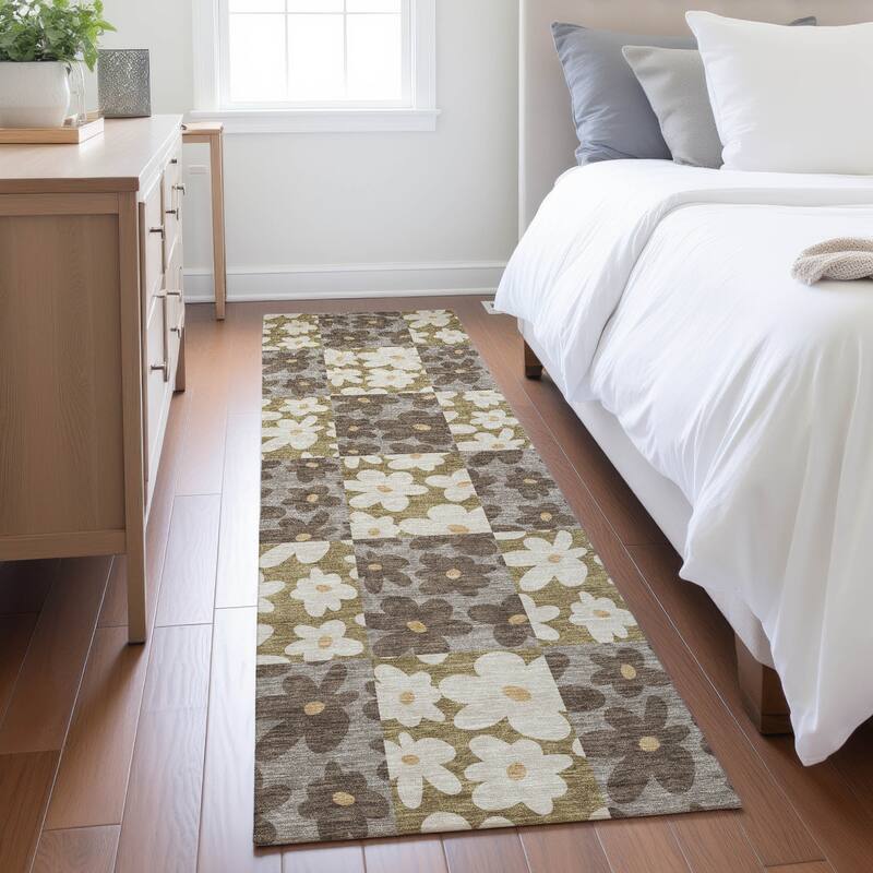 Machine Washable Indoor/ Outdoor Floral Krissy Chantille Rug