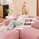 preview thumbnail 10 of 9, FurnitureR 3-Seat Plush Modular Sofa with Movable Ottoman, No Assembly Lounge Couch, Pink