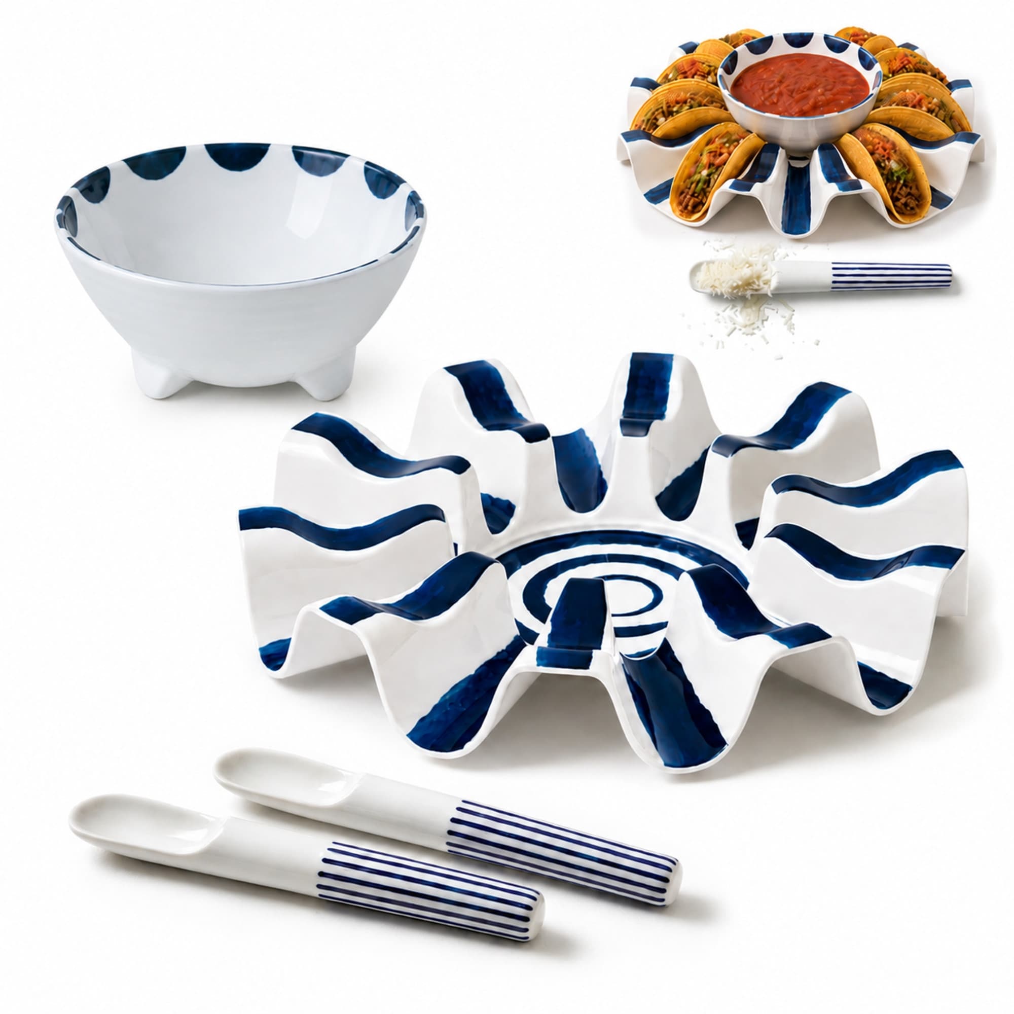 Prepara Melamine Taco Kit Taco Carousel Spoons Bowl