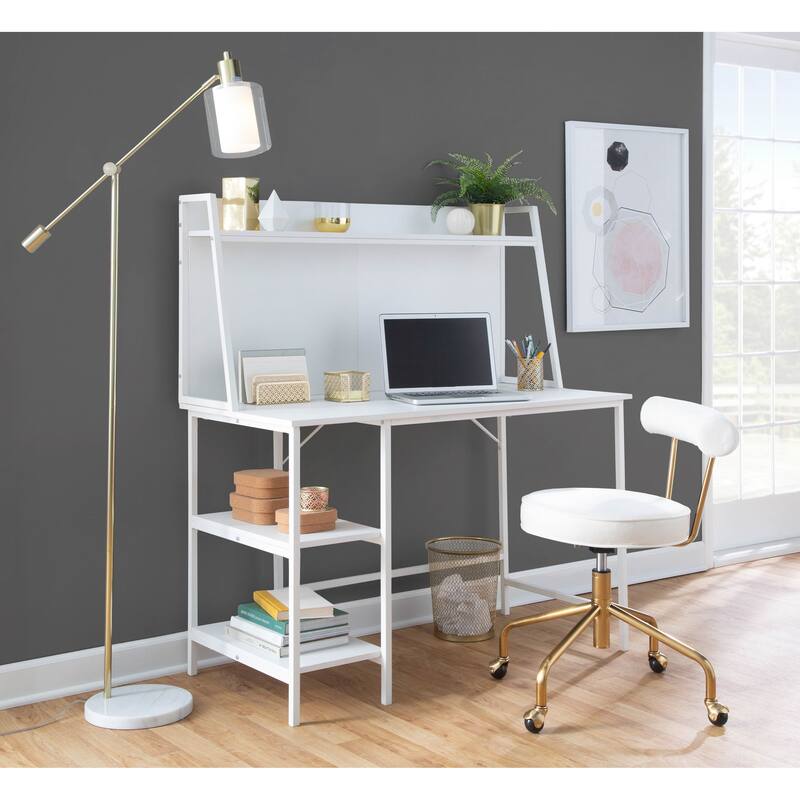 Lumisource Floor Lamp White Marble and Metal with Clear Frosted Glass - 29.5"Lx10.75"Wx73"H