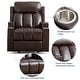 preview thumbnail 8 of 31, Manual Recliner Massage and Heating Chair Sofa with 2 Cup Holders Breathable Fabric