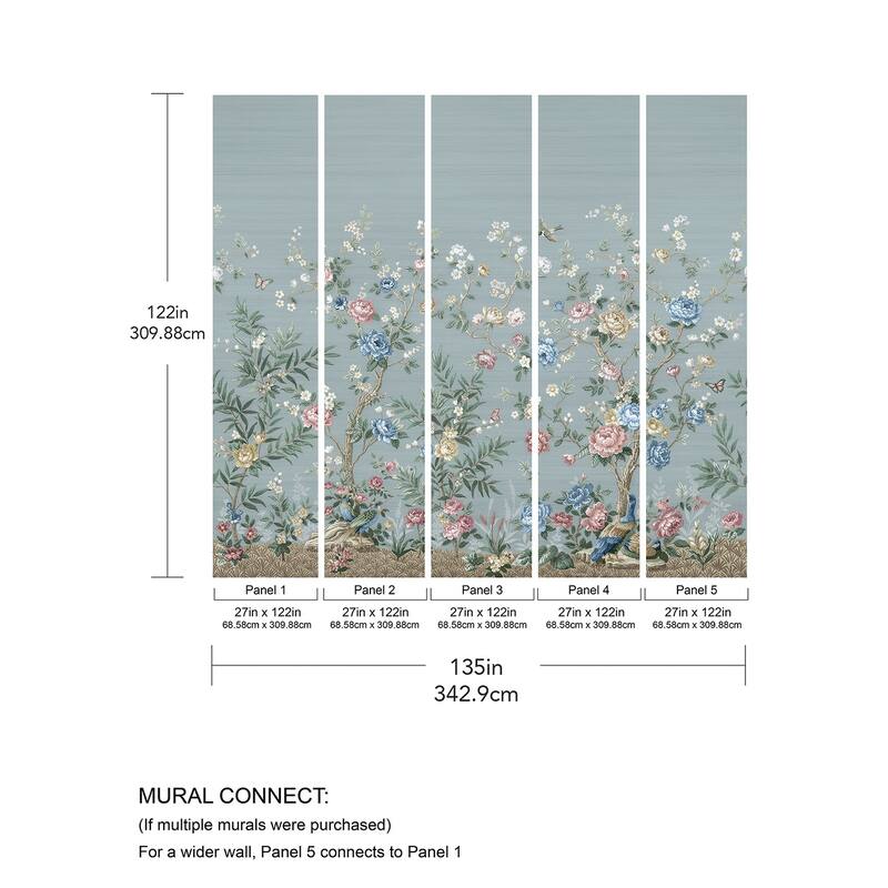 REMIX Walls by Katie Hunt Winter Chinoiserie Robin's Egg Blue Wall Mural
