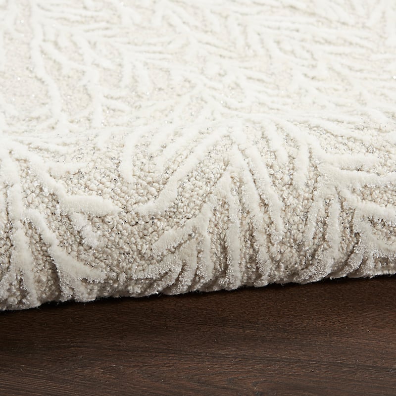 Michael Amini Star Contemporary Textured Botanical Abstract Glam Area Rug