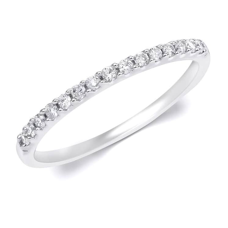 0.15 Carat 2mm Women's Wedding Band Ring Solid Silver Sizes 4-10