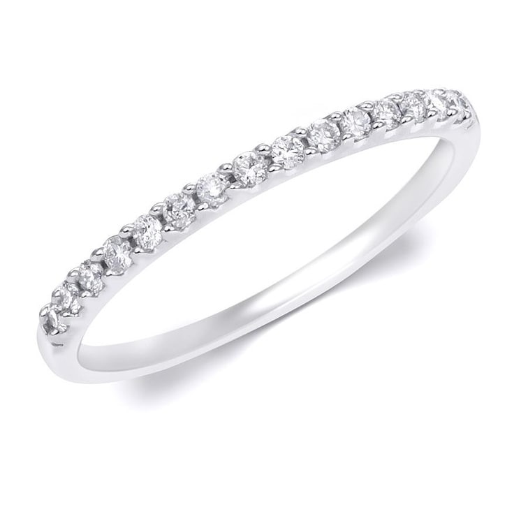 MayaMila 0.15 Carat 2mm Women's Wedding Band Ring Solid Silver Sizes 4-10