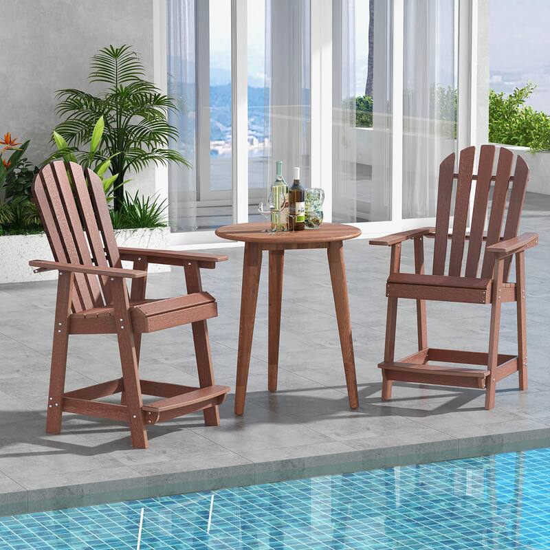 Gymax 4 PCS Bar Stool HDPE Patio Chair w/ Armrest Footrest Home Indoor