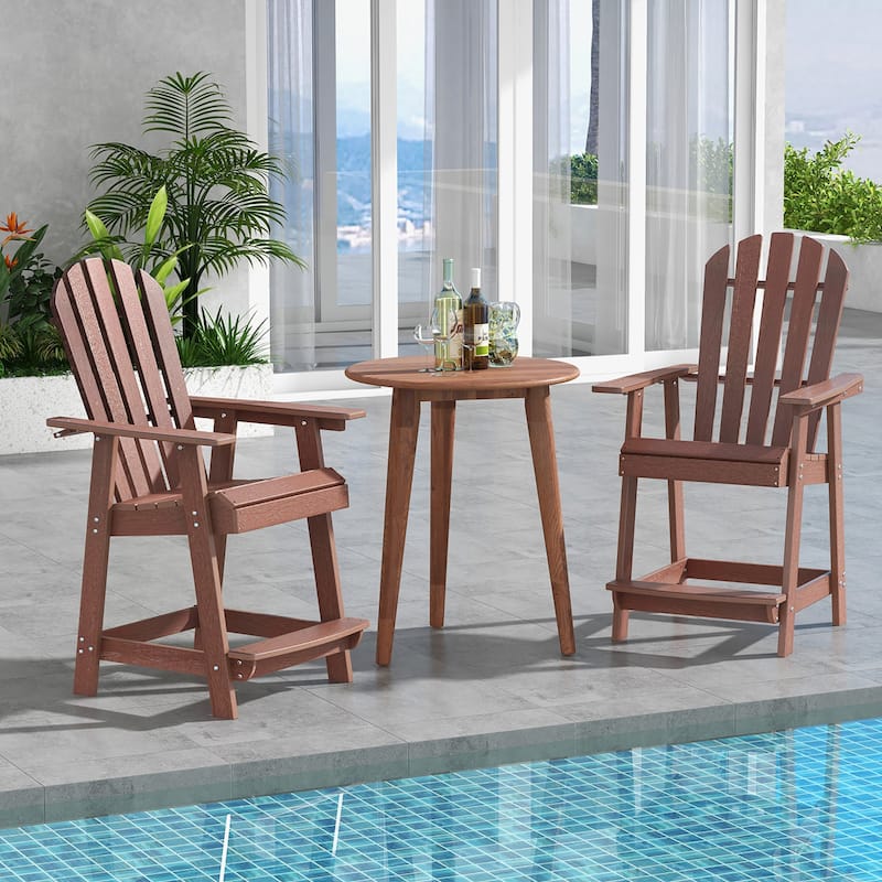 Gymax Tall Bar Stool HDPE Patio Chair w/ Armrest Footrest Home Indoor