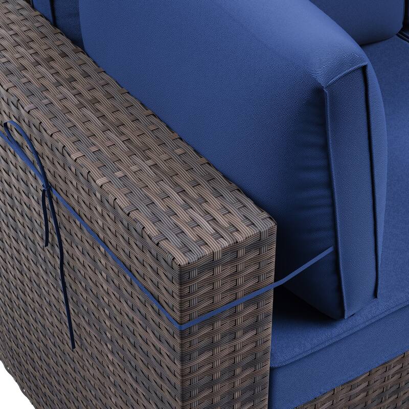 7-Piece Patio Furniture Set, Wicker Outdoor Seatings Conversation Sofa with Side Table - 7-Pieces