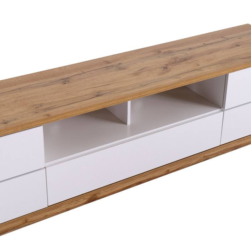 Modern 80-Inch TV Stand, Media Console with Easy-Access Storage & Rebound Doors