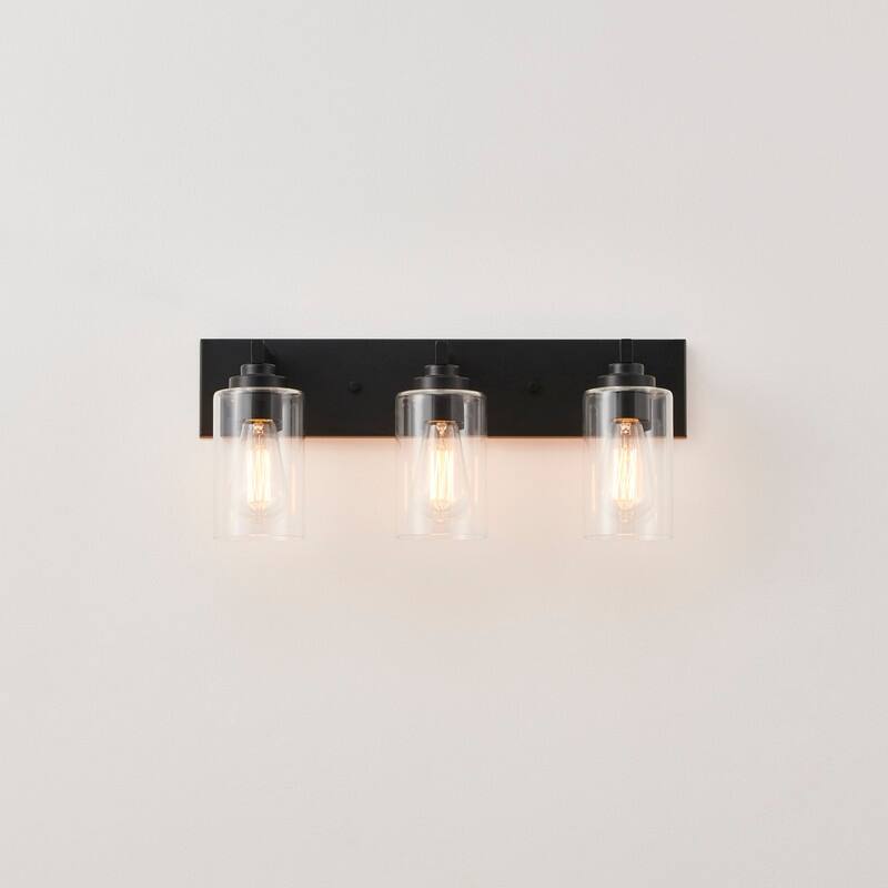 KAWOTI 3-Light Bathroom Vanity Light with Clear Glass Shade