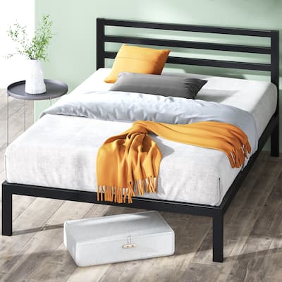 Priage by ZINUS Black Metal Platform Bed Frame with Headboard