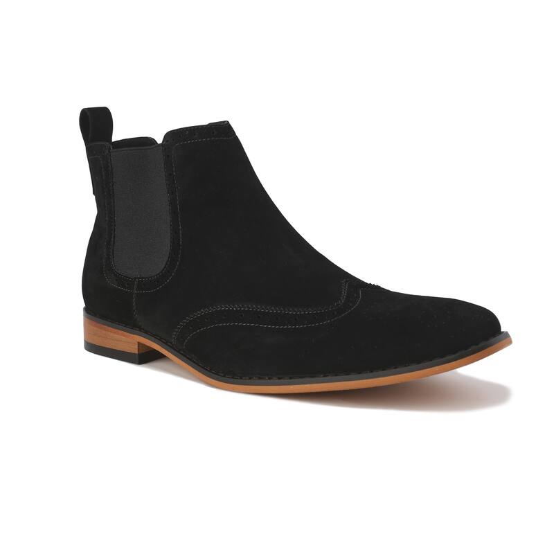 Gino Vitale Mens Slip On Wing Tip Chelsea Boots  