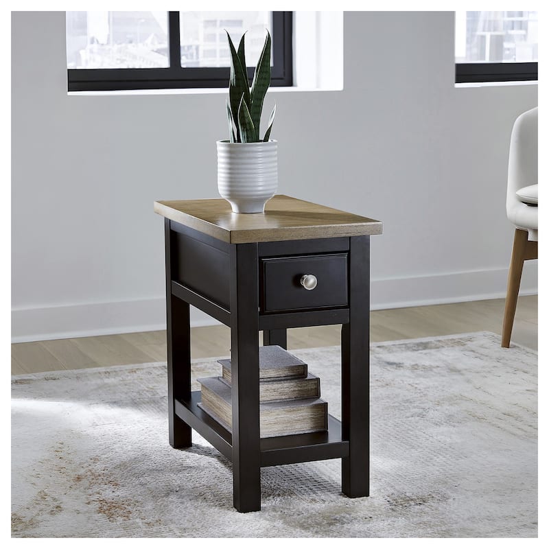 Signature Design by Ashley Drazmine Dark Brown/Light Brown Chair Side End Table - 14" W x 24.13" D x 24" H - 14" W x 24.13" D x 24" H - Brown - Veneer
