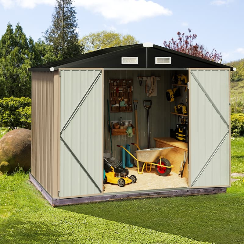 Outdoor Storage Shed with Lockable Doors and Air Vents for Garden