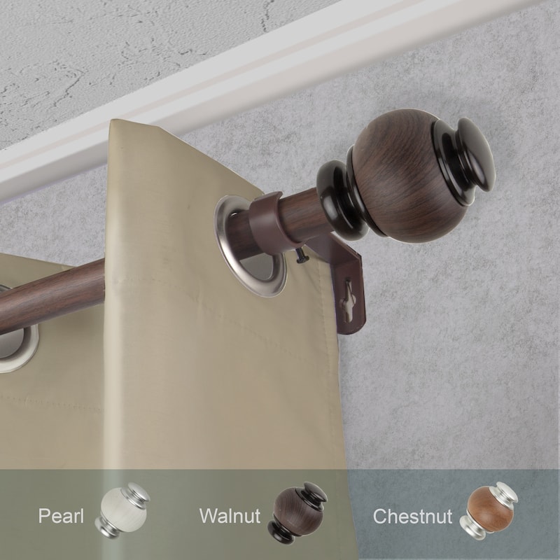 Faux Wood Curtain Rod - Abbie 1 - Elegant Drapery Rod for Living Room & Bedroom - 84
