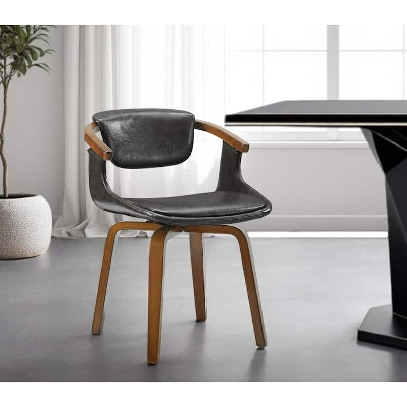 HomeRoots Set of Two Green and Black Upholstered Faux Leather Curved Back Dining Side Chairs - 21.26 in. x 29.72 in.  x 23.23 in. - Single - Gray