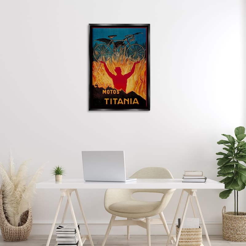 Stupell Vintage Dragon & Bicycle Framed Floater Canvas Wall Art Design By Marcus Jules