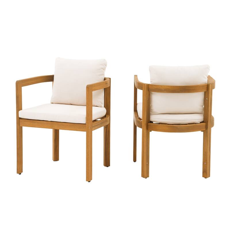 Outdoor 2-piece Wood Chairs With Large U-shaped Backrests