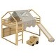 preview thumbnail 63 of 78, Full Size Loft Bed with Slide, Tent, and Storage Shelves - House Frame Kids Bed with Ladder and Car-Shaped Organizer