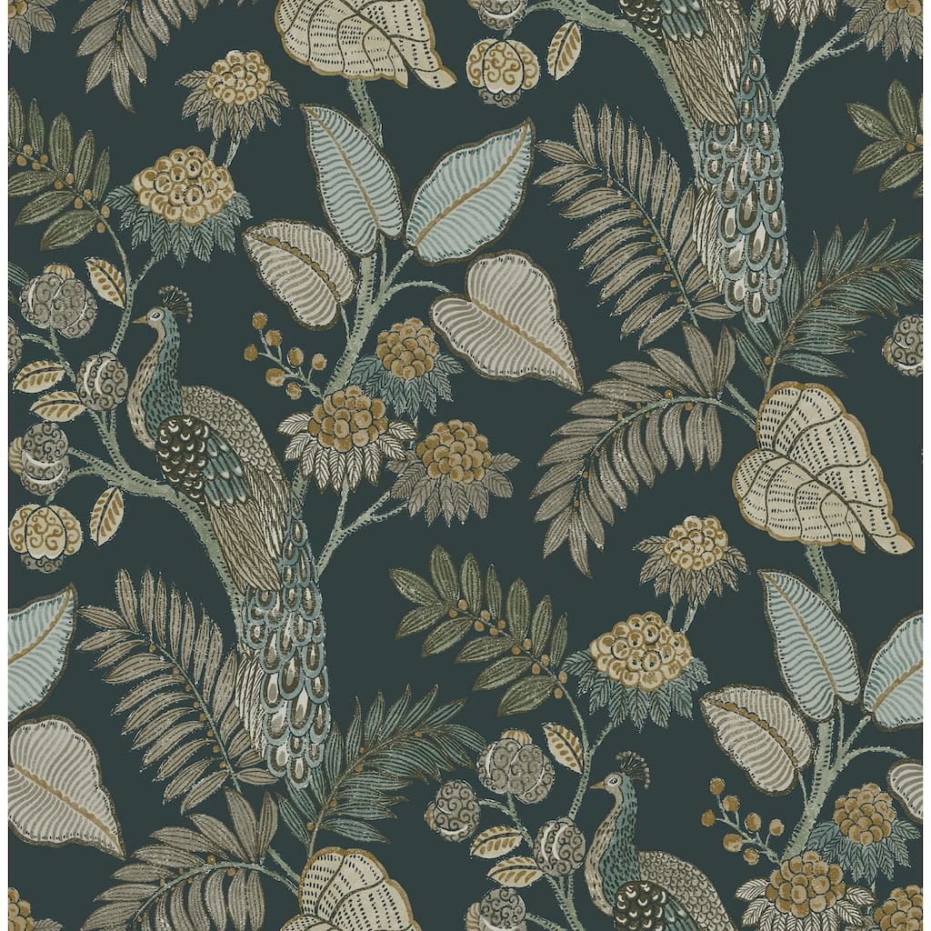 Chris Loves Julia x A-Street Prints Geneva Sea Green Peacock Paradise Wallpaper