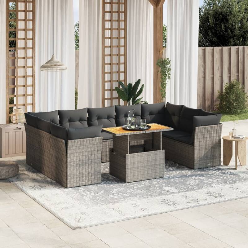 vidaXL Garden Sofa Set - 21.7 x 39.4 x 28.7 - Grey - form1