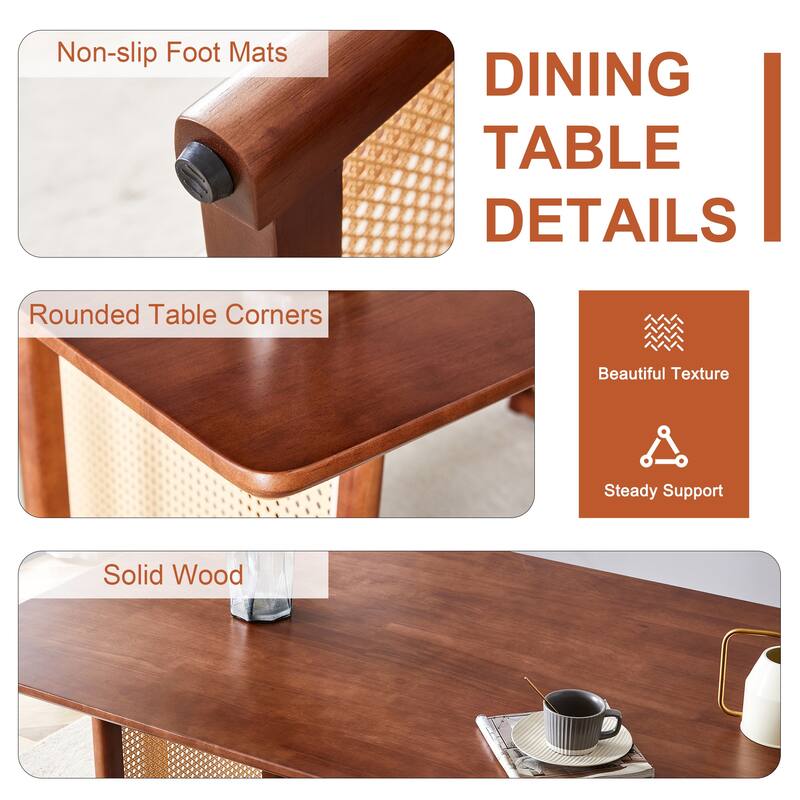 Retro Solid wood Solid Table, Simple Modern Imitation Rattan Solid Table, Wooden Solid Table, Desk