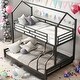 preview thumbnail 29 of 38, 2 IN 1 Twin over Full Metal House Bunk Bed With Sturdy Frame Black