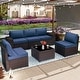 preview thumbnail 2 of 99, Outdoor Patio Furniture Set, All Weather PE Wicker Sectional Conversion Sofa set with Firepit(Optional)