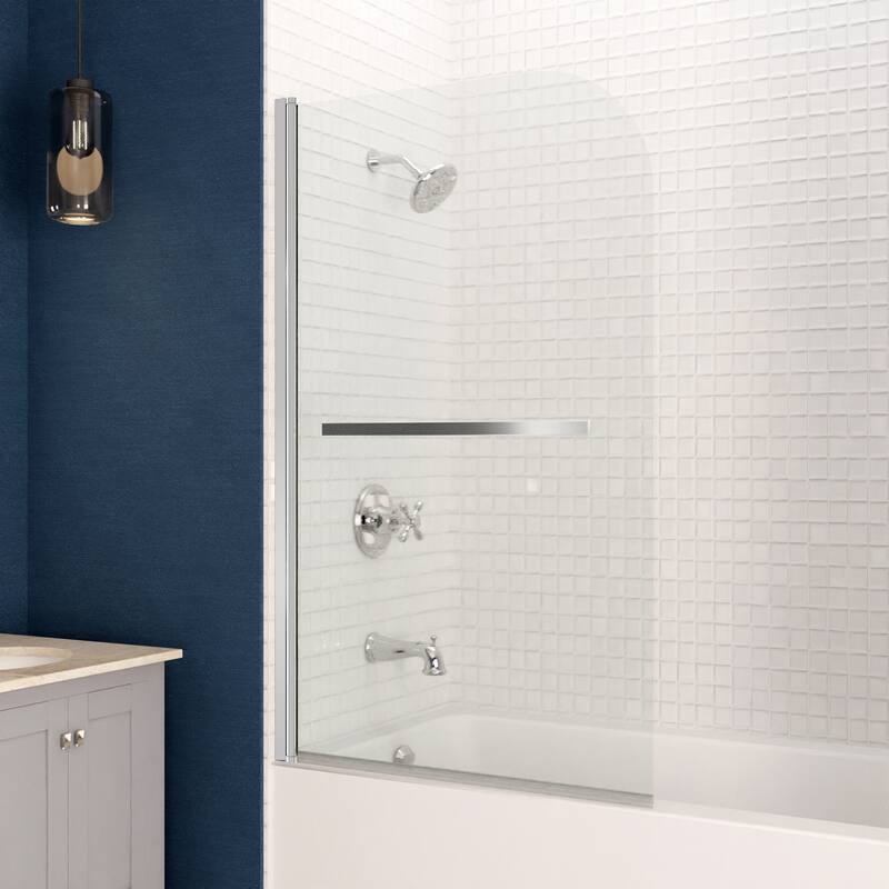 Myth 28 in. x 56 in. Frameless Tub Door with TSUNAMI GUARD