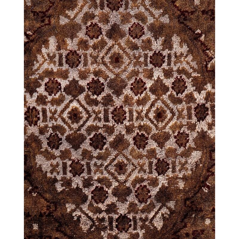 Overton Hand Knotted Wool Vintage Inspired Modern Contemporary Overdyed Brown Area Rug - 10' 1" x 14' 5"