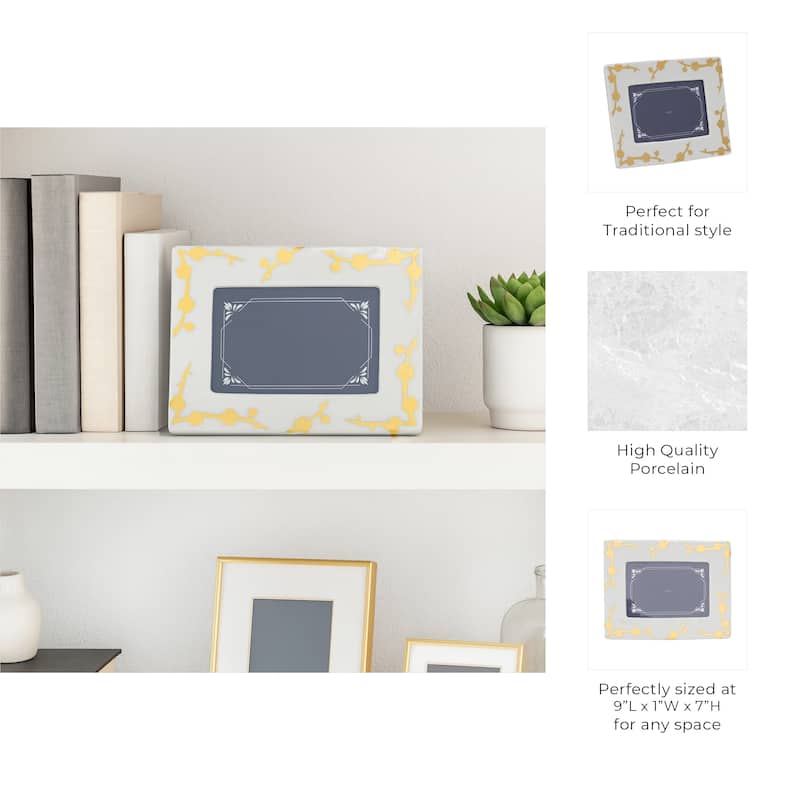 Ceramic Cherry Blossom Picture Frame - Gold