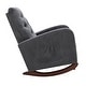 preview thumbnail 40 of 42, Roomfitters High Back Rocking Chair Nursery Chair, Comfortable Rocker Fabric Padded Seat, Modern High Back Armchair, Beige