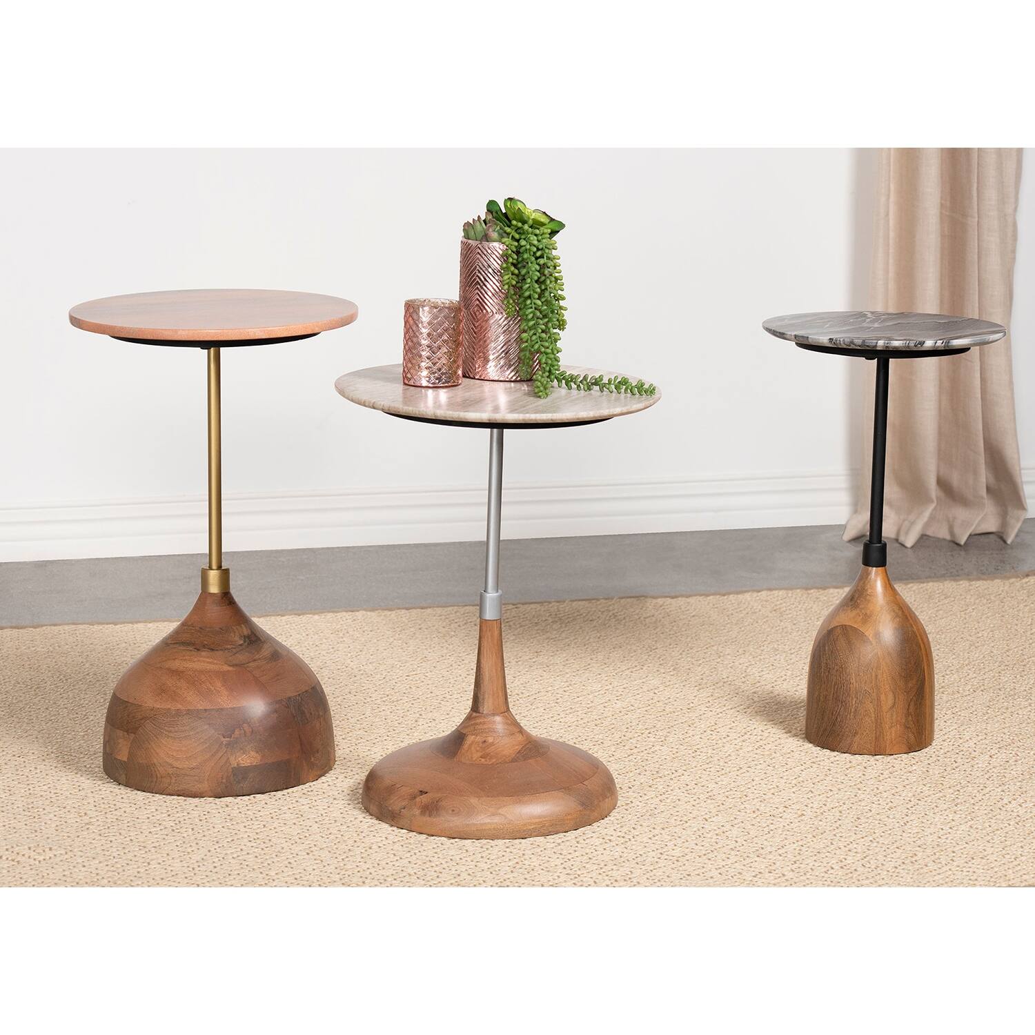 Round Wood Top Side Table in Peach and Gold Bed Bath & Beyond 39157895