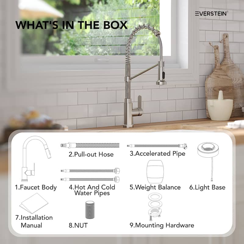 Kitchen Sink Faucet with Pulldown Sprayer Single Handle Spring Pulldown Kitchen Faucet