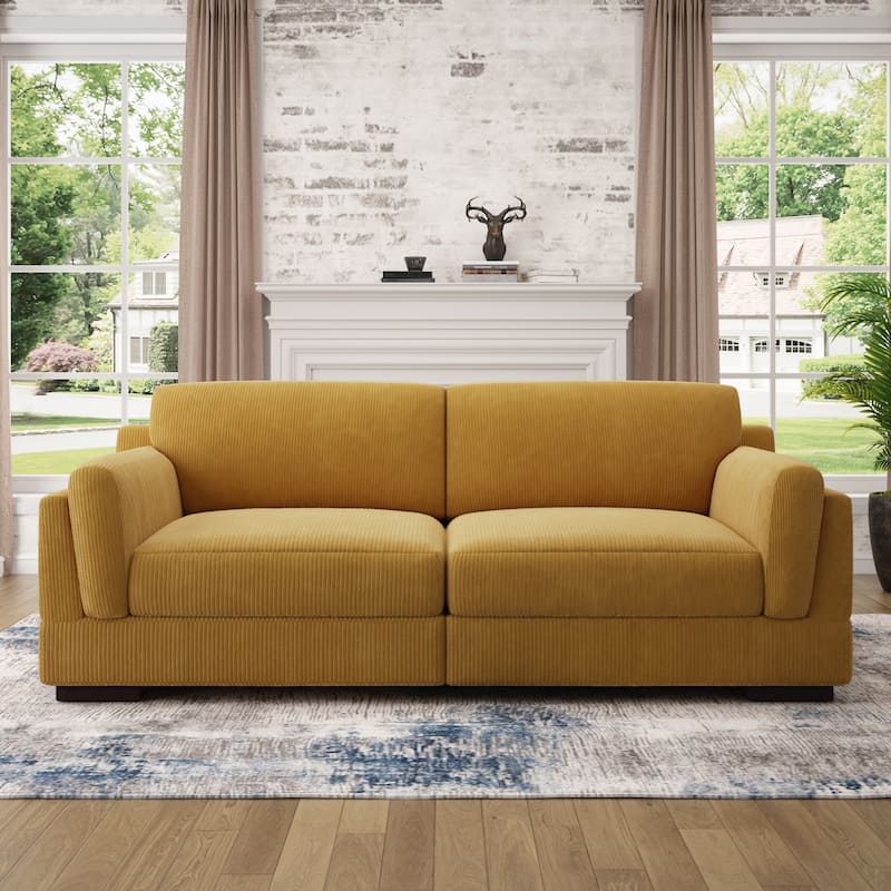 Modern 2 Seater Corduroy Arm Loveseat Sofa