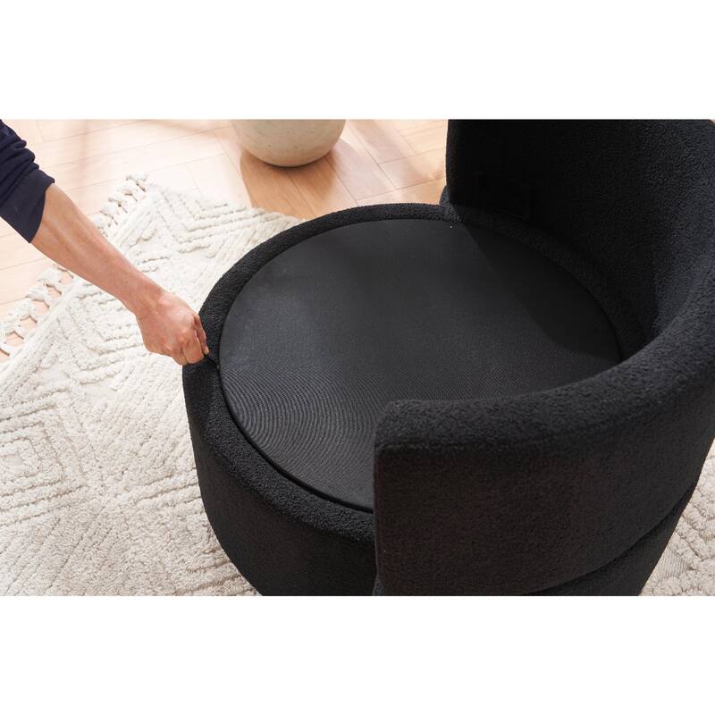 360° Swivel Chair with Storage and Throw Pillows