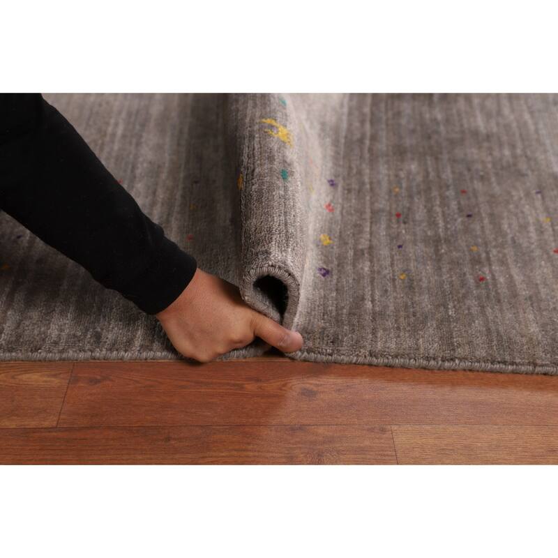 Earth Tone Gabbeh Square Area Rug Silk Carpet - 10'1" X 9'10"