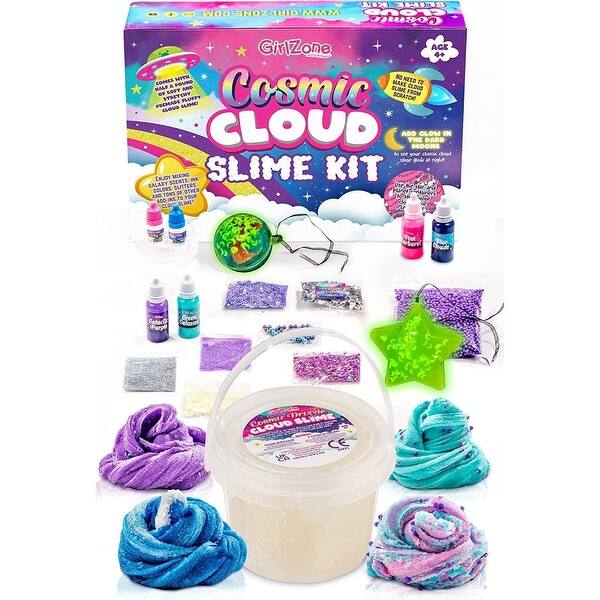 slide 2 of 8, GirlZone Cosmic Cloud Slime Kit, Premade Galaxy Slime with Glitter & Inks, Slime Fun for Girls Ages 10-12