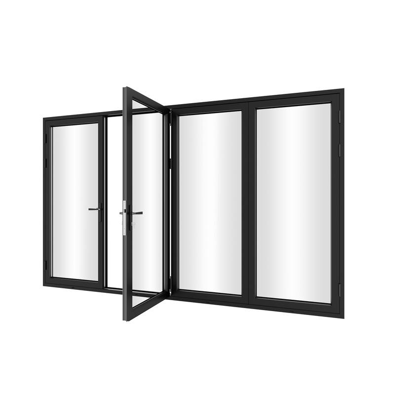 KaMic 120" x 96" 4-Panel Aluminum Patio Folding Door Left to Right-Outswing