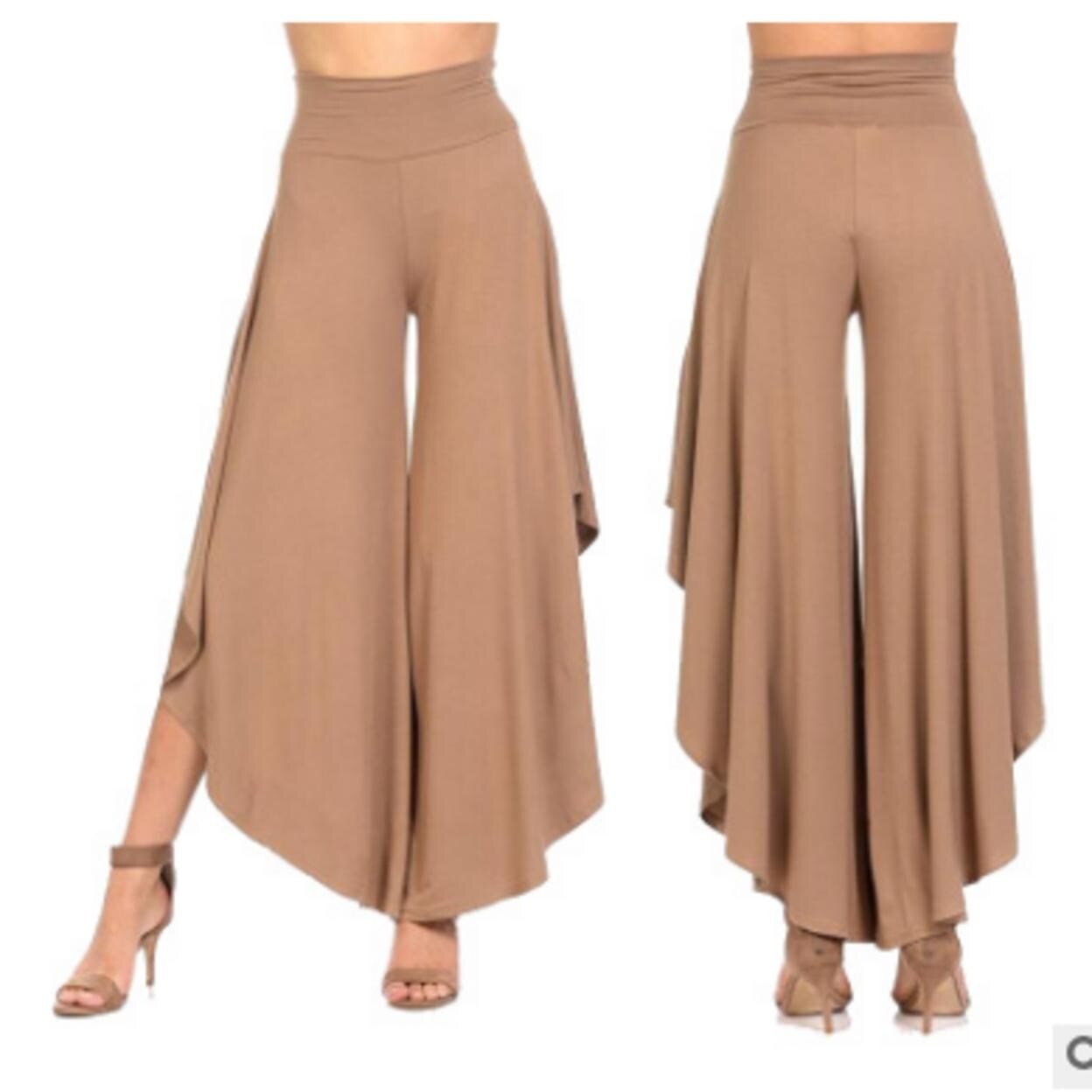 Shop Womens Casual Pants Layered Wide Leg Flowy Palazzo Pants Legs