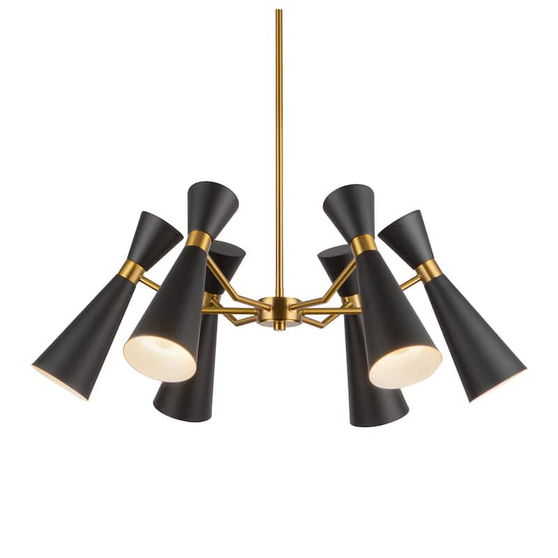 Alora Lighting CH574632 Blake 6 Light 32" Wide Chandelier - Matte Black / Aged Gold